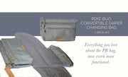 Convertible Diaper Changing Bag in Vegan Leather or Nylon | Camel | Black | Gray