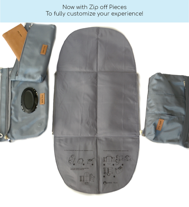 Full Convertible Set Diaper Bag with Tote in Nylon | Gray