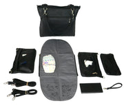 Full Convertible Set Diaper Bag with Tote in Vegan Leather | Camel | Black